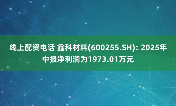 线上配资电话 鑫科材料(600255.SH): 2025年中报净利润为1973.01万元